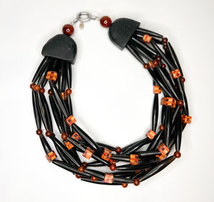 Izu Collar - Multi-Strand Black and Brown Necklace