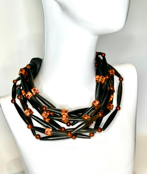 Izu Collar - Multi-Strand Black and Brown Necklace