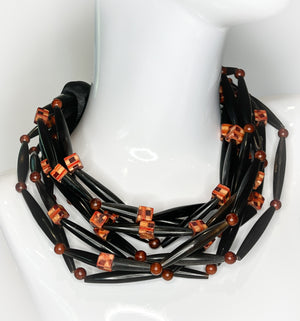 Izu Collar - Multi-Strand Black and Brown Necklace