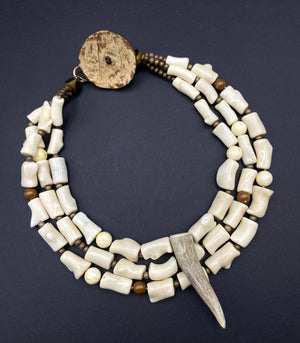 Osiris Collar - Coral, Antler, Coconut and Bronze