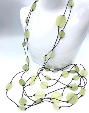 Mint Jellies - Afghan Serpentine and Leather Rope Necklace