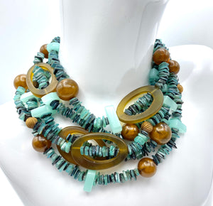 Nubian Collar - Shell, Glass, Resin and Copper