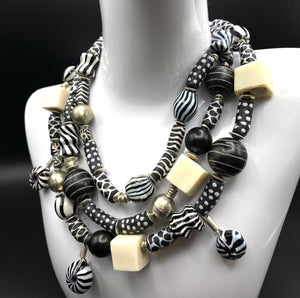 Licorice Ropes -  Glass, Wood, Bone and Sterling