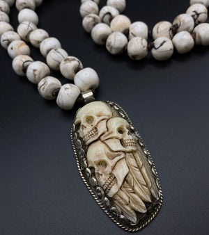 Lhasa Rope Necklace - Leather, Shell & Bone