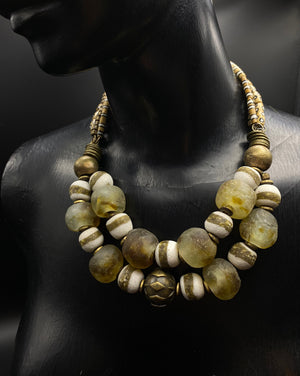 Simba Necklace - Glass, Brass & Bone