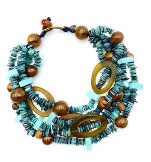 Nubian Collar - Shell, Glass, Resin and Copper