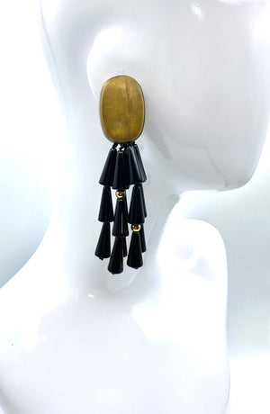 Night Queen Earrings - Vintage Resin, Polymer