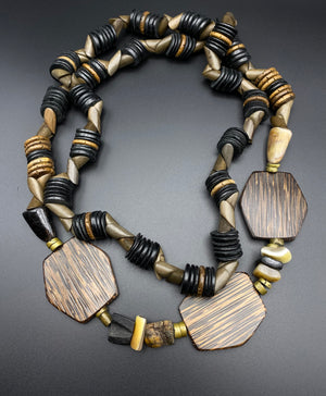 Macao Rope - Wood & Horn Necklace