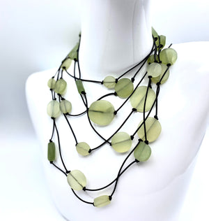 Mint Jellies - Afghan Serpentine and Leather Rope Necklace