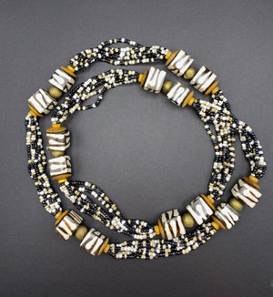 Cappuccino Garland - Bone, Glass & Brass Necklace