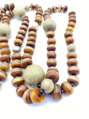 Layla Rope - Tibetan Agate, Jasper, Wood & Sterling