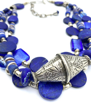 Heka Necklace - Lapis, Glass, and Sterling