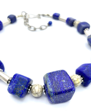 Habibi Necklace - Lapis, Resin and Sterling Silver