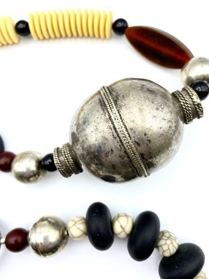 Festival Necklace - Vintage Buttons, Antique Silver, Wood