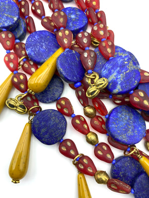 Prima Necklace - Vintage Asian Glass, Afghan Lapis Lazuli