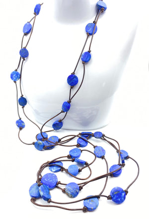 Blue Infinity - Lapis and Leather Rope Necklace