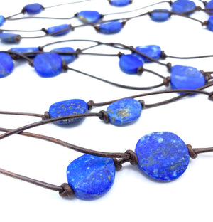 Blue Infinity - Lapis and Leather Rope Necklace