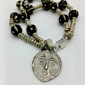 Charmed Mud Cloth Bracelet - black and white