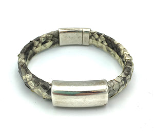 Snake Charmer - Grey Leather Snake Skin Bangle