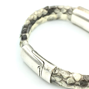 Snake Charmer - Grey Leather Snake Skin Bangle