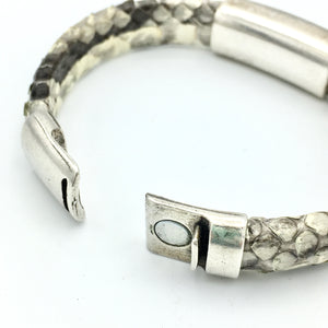 Snake Charmer - Grey Leather Snake Skin Bangle