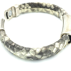 Snake Charmer - Grey Leather Snake Skin Bangle