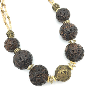 Ebony and Brass Necklace - Tribal Statement