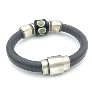 Grey Sushi Charmer - grey leather bangle