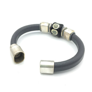 Grey Sushi Charmer - grey leather bangle