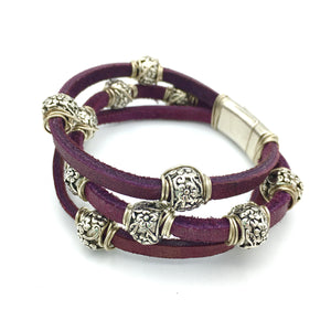 Royal Bangle - Leather and Sterling