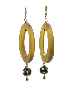 Golden & Polka Dot Drops - Bone & Resin Earrings