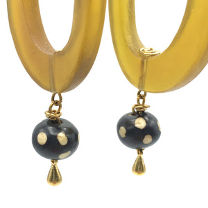 Golden & Polka Dot Drops - Bone & Resin Earrings