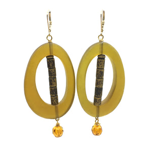 Golden Drops - Bronze and Crystal Earrings