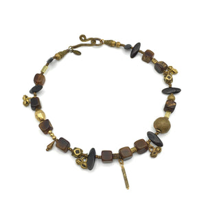 Bohemian Collar - Horn, Brass, Wood and Bronze Necklace