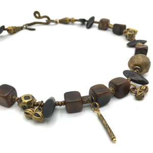 Bohemian Collar - Horn, Brass, Wood and Bronze Necklace