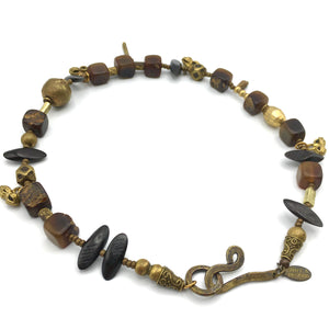 Bohemian Collar - Horn, Brass, Wood and Bronze Necklace