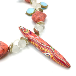 Carnival Collar - Fordite pendant with glass accents