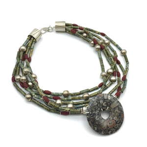 Forest Collar - Moss Agate & Sterling Necklace