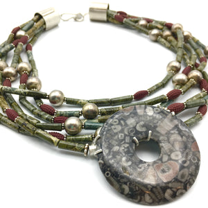 Forest Collar - Moss Agate & Sterling Necklace