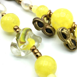 Sun Gift Necklace - African Brass, Pearl and Vintage Glass